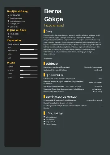 Fizyoterapist Cv Örnekleri cv indir